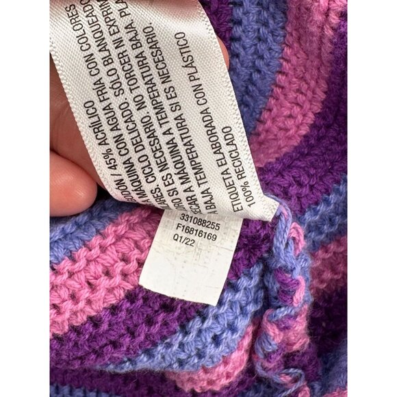 Wild Fable Striped Knit Halter Dress V-Neck Open Back Crochet Boho Rainbow Retro - Picture 13 of 14